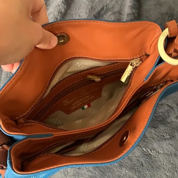 Blue/Tan leather bag - Picture 3 of 3